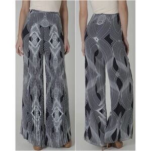 Anthropologie Leifsdottir Optic Pleated Palazzo Pants Womens Size 0 Blue White